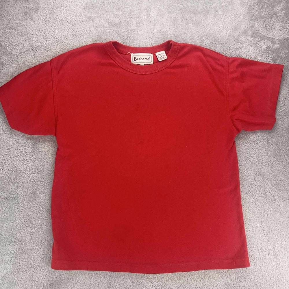 Bechamel Red vintage T-Shirt Short Sleeve Crew Neck Casual Top Size M